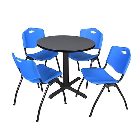 Cain Cain Round Table & Chair Set, Wood, Metal, Plastic Top, Grey TB30RNDGY47BE